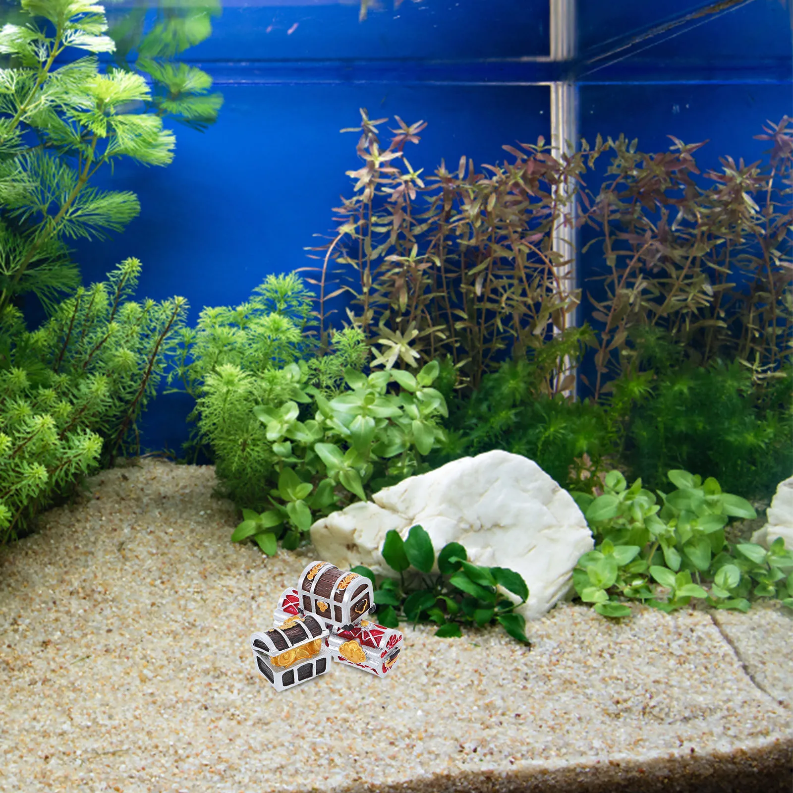 

4Pcs Miniature Treasure Box Decoration for Aquarium Intricate Artificial Processing Durable Resin Material Mini Treasure Chest