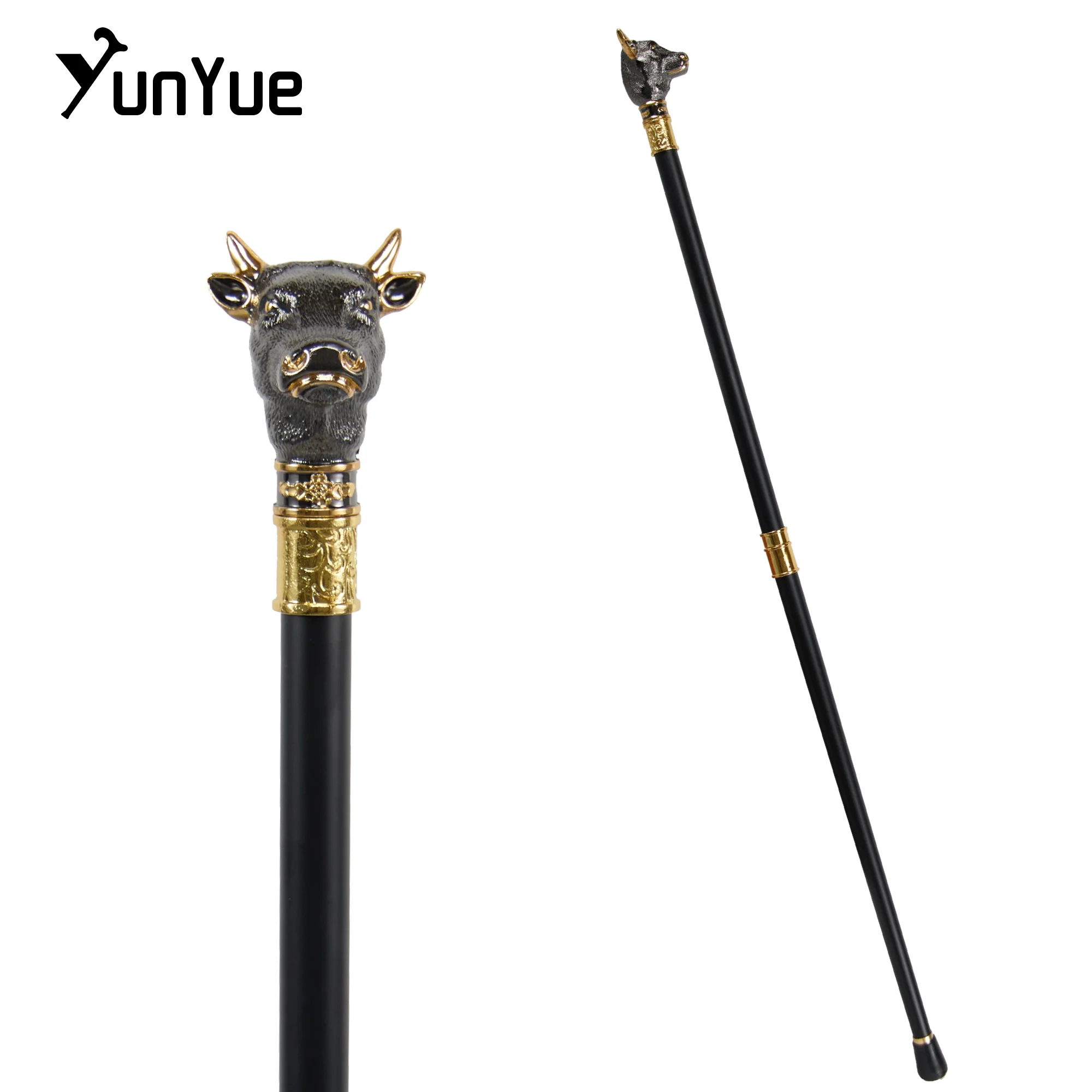 

Черное золото, голова быка, модный подарок, металлическая трость, художественная декоративная трость, джентльмен, элегантные костыли, реквизит для косплея