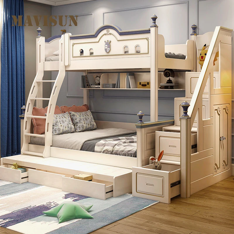 

Aristocratic Light Luxury High And Low Bed Children's Bed Boy Up And Down Male Multi-Functional Upper And Lower Bunk Mother Bed