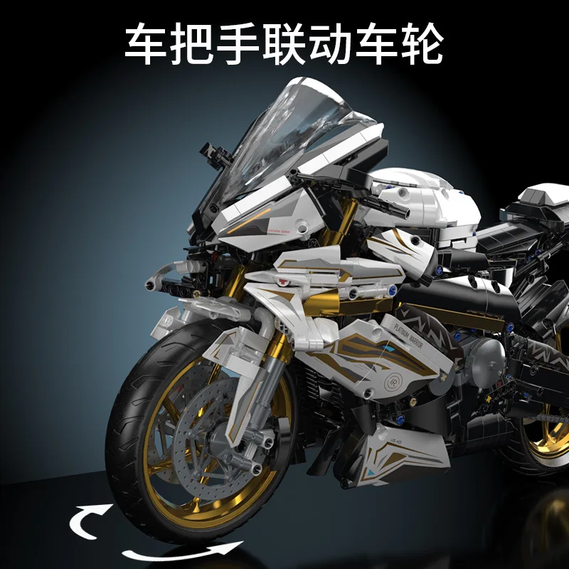 1920 stücke MOC Technische 1:5 Platin Motorrad Bausteine Ziegel Montage Modell Spielzeug für Kinder Geburtstag Geschenk Set