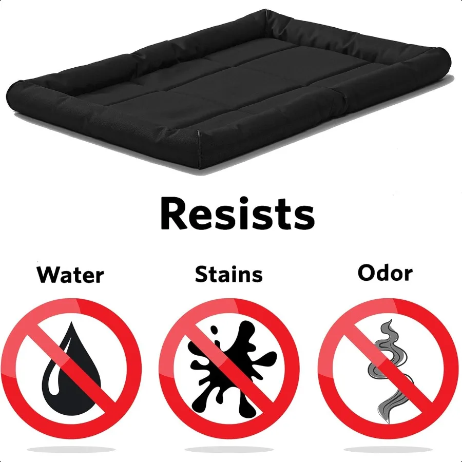 سرير كلب صغير من QuietTime MAXX فائق الحمراء مقاوم للرائحة والماء بحافة معززة من أسفل nSlip يناسب صناديق مقاس 24 بوصة باللون الأسود