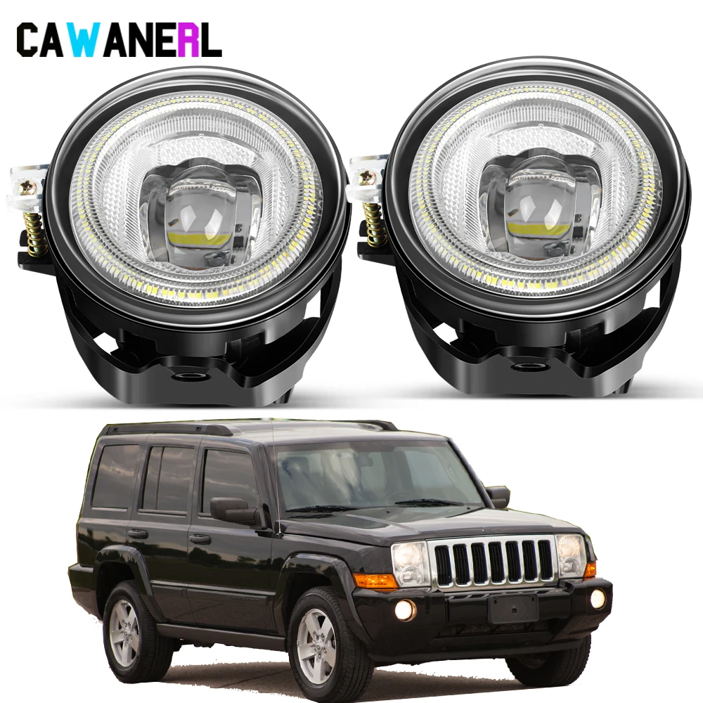 2 X 9005 H10 Car Front LED Fog Light Angel Eye DRL Daytime Running Lamp Assembly For Jeep Commander 2006 2007 2008 2009 2010