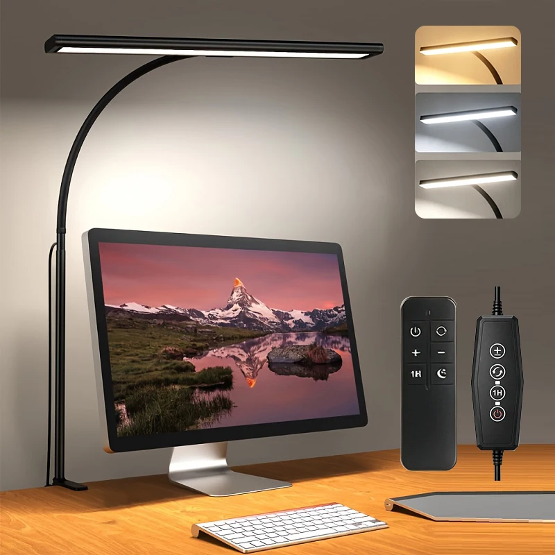 88LEDs Augenschonende Schreibtischlampe LED-Schreibtischlampe mit Robuster Klemme Stufenlose Dimmung Verstellbarer Flexibler Schwanenhals für Büro und Zuhause