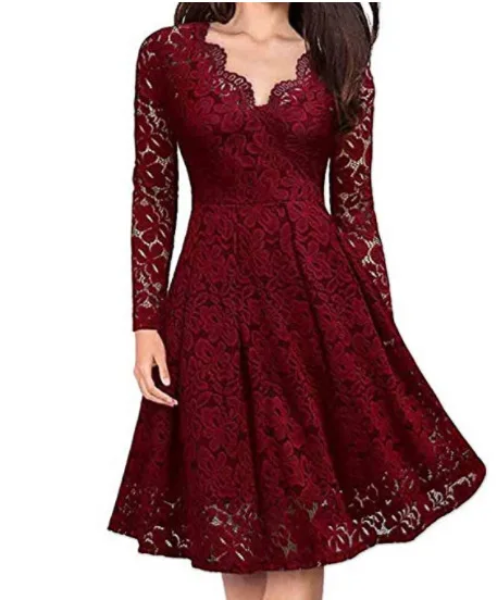 

Sexy Lace Hollow Pleated Vintage Elegant Party Dresses for Women Summer Fashion V Neck Sleeveless Solid Slim Midi Dress Vestidos