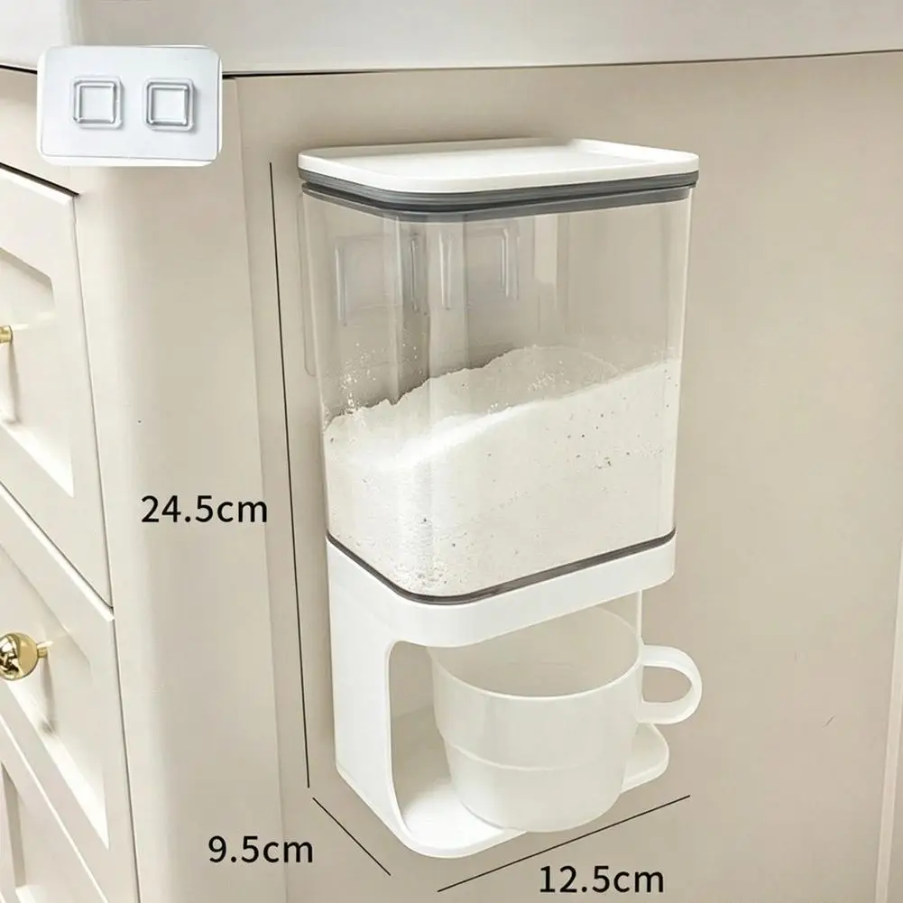 Wall Mounted Laundry Bead Dispenser for Solid Scent Booster Beads Carpet Freshener Rice Sea Salt Stain Remover Organizer 1500ML