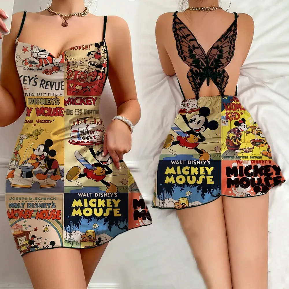 Summer New women's Home Dress Disney Cartoon Pattern indumenti da notte femminili Sexy pigiama senza maniche per le donne Fashion Slip Sleepdress