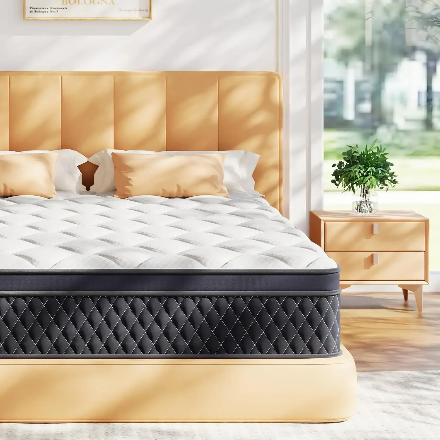 ELEMUSE 10 Inch Full/Queen Mattress optional in a Box, Memory Foam Hybrid Mattress with Individually Pocketed Springs