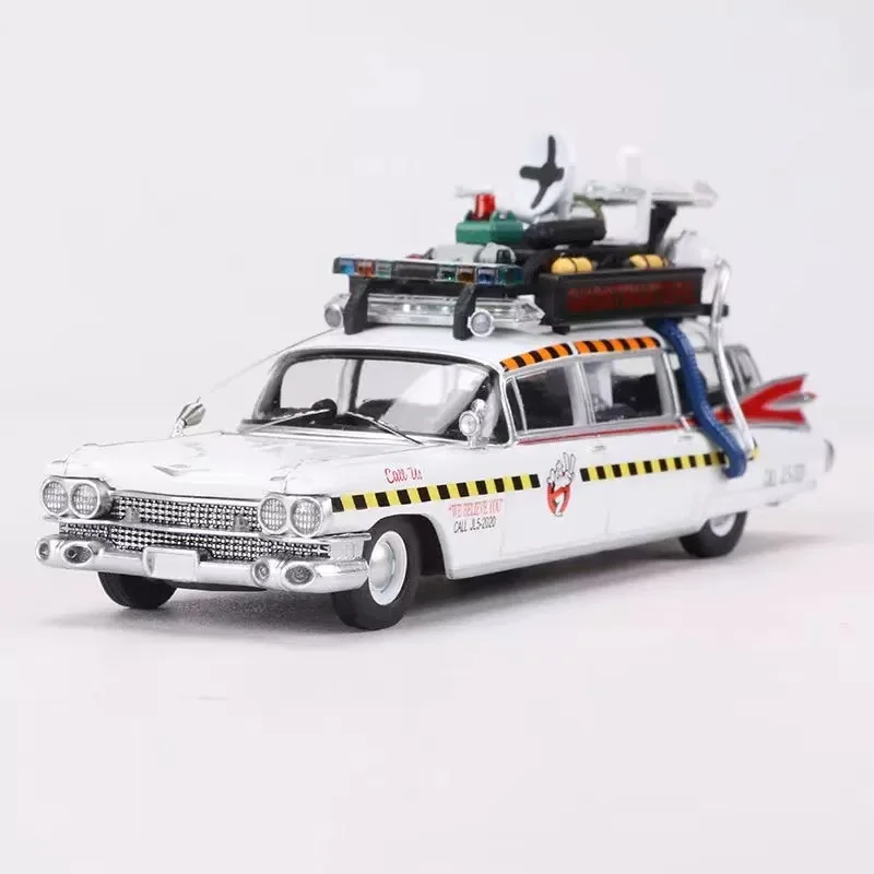 YS 1:64 고스트 버스 터즈 ECTO-1 밀러-유성 합금 자동차 다이캐스트 및 장난감 차량 자동차 모델 어린이를위한 미니어처 스케일 모델 자동차