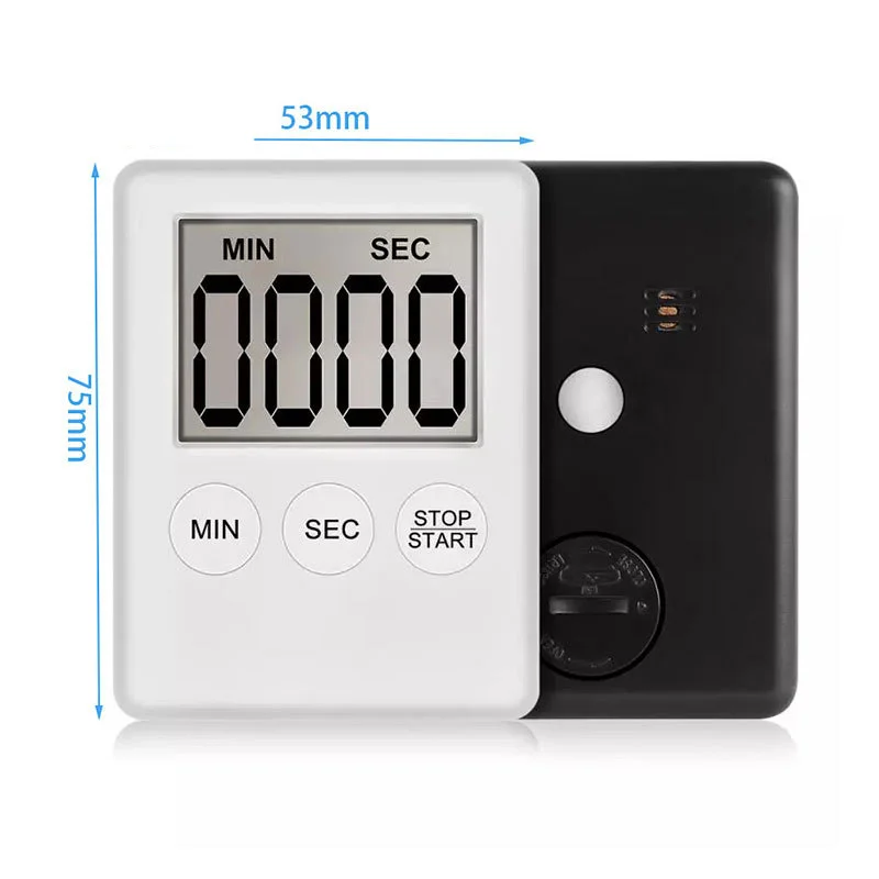 LED Large Screen Display Ultra Thin Timer Mini Kitchen Digital Timer with Battery Magnetic Back