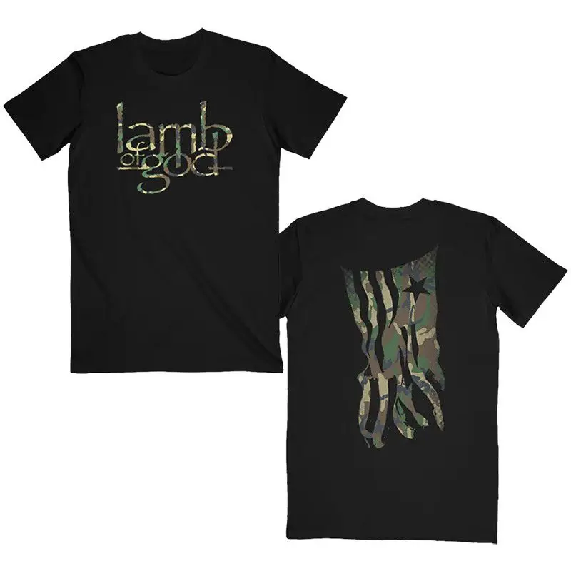 Camiseta holgada americana de manga corta de algodón para hombres y mujeres Cordero de Dios Heavy Metal americano New Wave Dark Rock