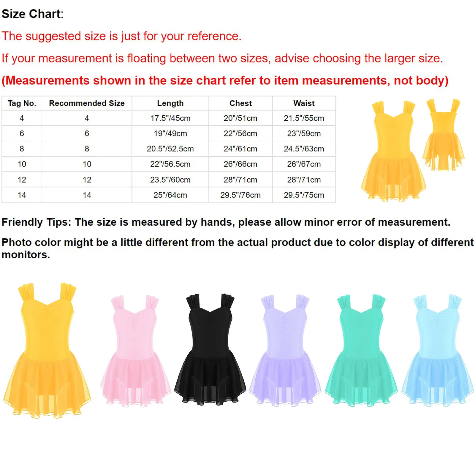 Tutu di balletto Body Vestito Bambini Ballerina Senza maniche Abiti increspati Nero Giallo Fata Tulle Ginnastica Costumi di danza lirica