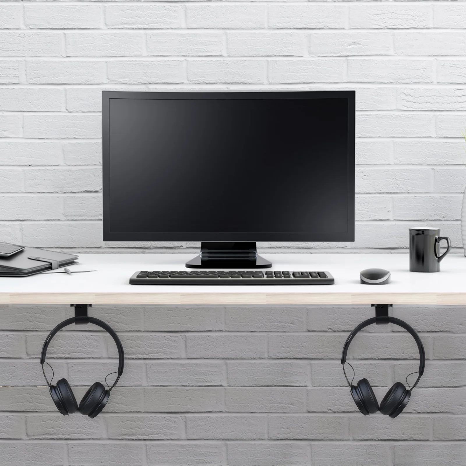 

Headphone Stand Premium Rubber Dual Hook Headset Holder For Gamer Accessories Under Desk Gaming Pc Setup