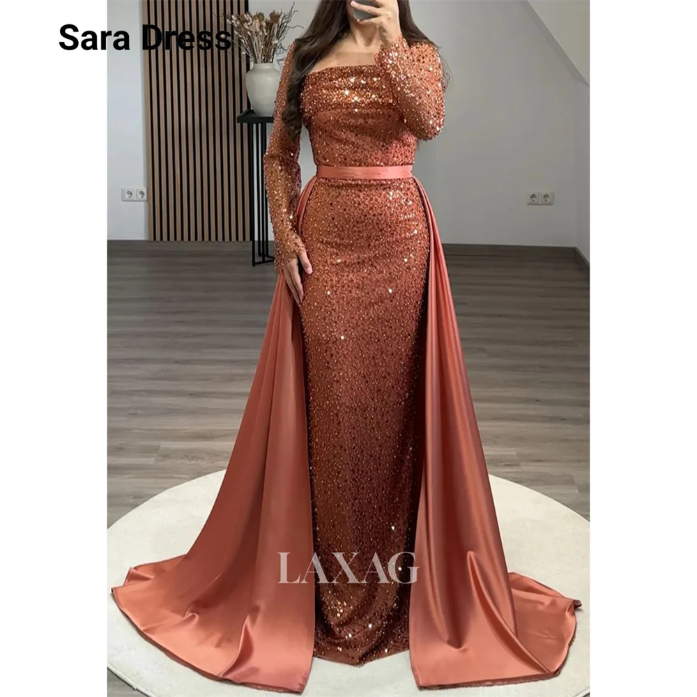 

Элегантные вечерние платья Sara Custom с блестящими длинными рукавами, облегающие, в пол, для женщин, роскошные праздничные платья, выпускное платье 2026