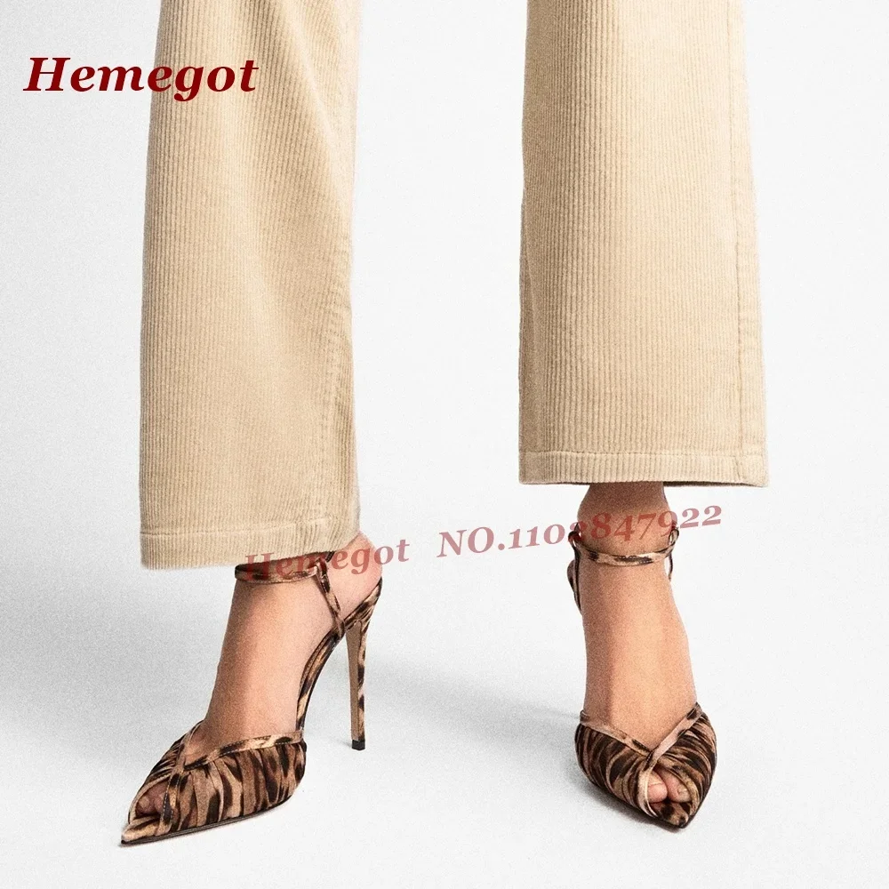 

Pointed Toe Stiletto Pumps Women's Leopard Print Lace Slingback Heels Sexy Peep Toe Party Evening Shoes Mesh Splicing Shoes Sexy