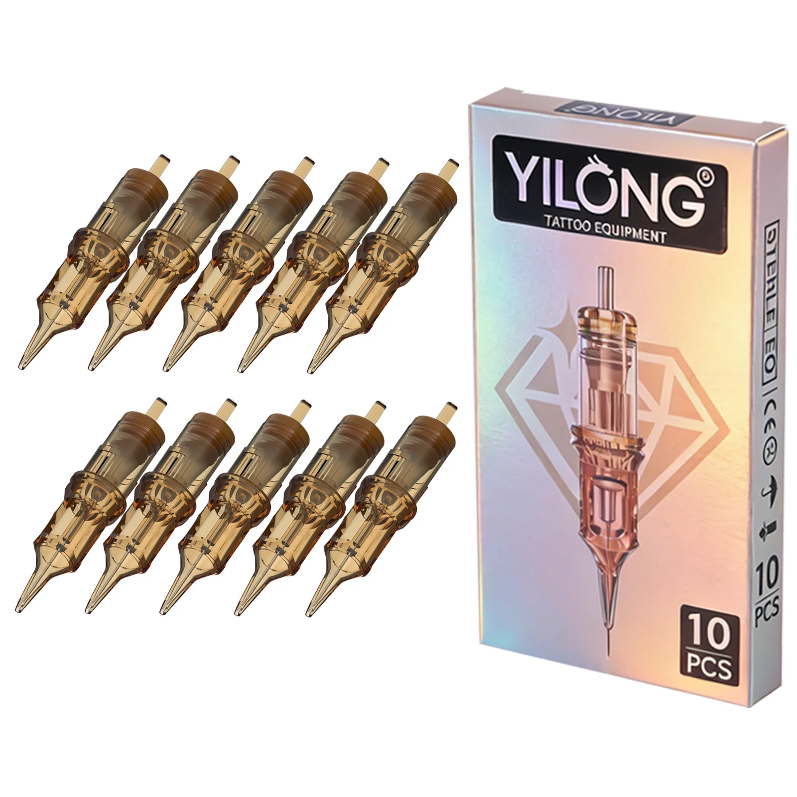 

YILONG 10PCS Tattoo Cartridges Needles Disposable Red RL/RS/RM/M1 With Membrane Professional Sterilized Safety