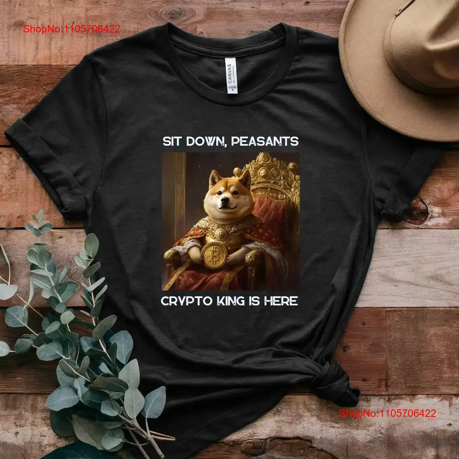 Crypto King Doge T Shirt Cryptocurrency Meme Funny GifT Throne Sit Lover Top Dogecoin Apparel vintage Washed designer clothes