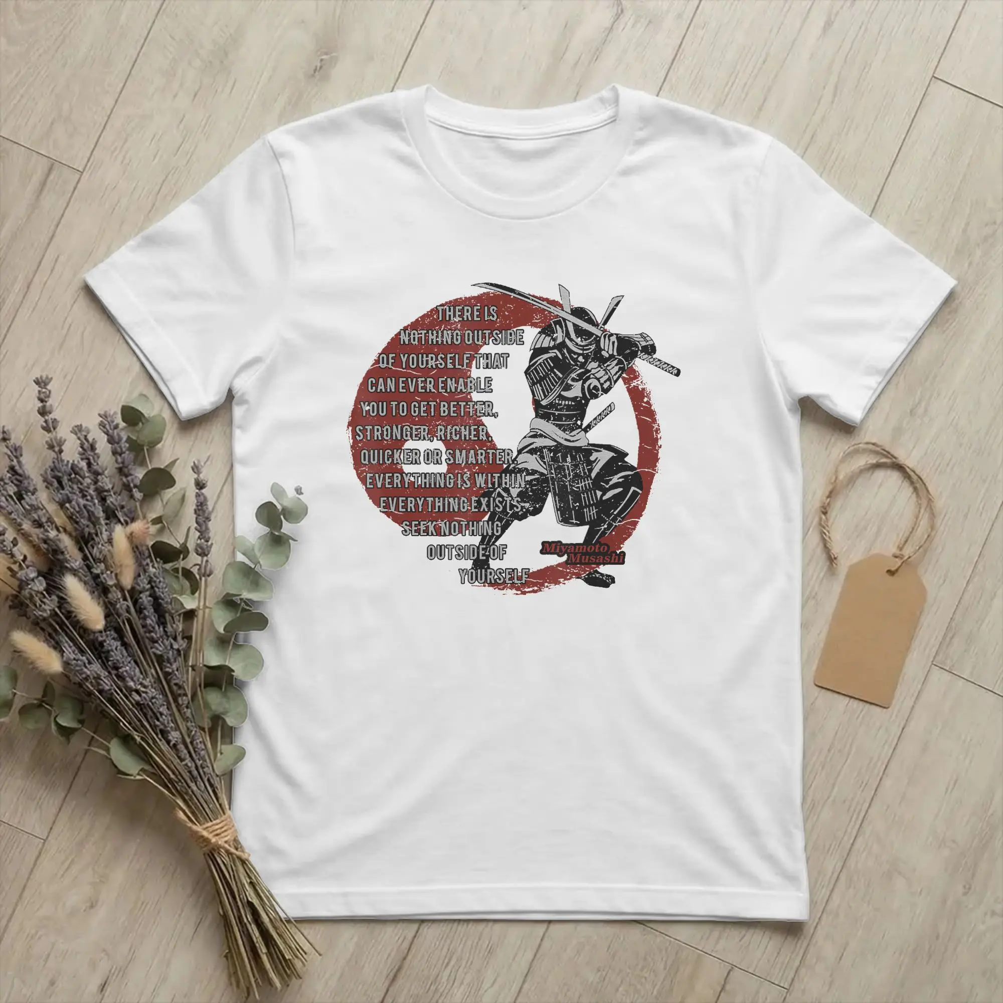Men T-Shirt Bushido Miyamoto Musashi Samurai Casual 100% Cotton Tees Short Sleeve Sword Art T Shirt O Neck Clothes Plus Size