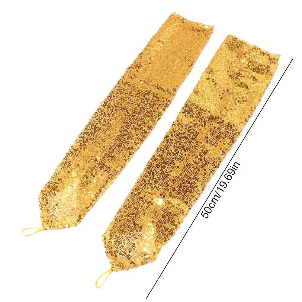 Dance Gloves Fingerless Sequins Gloves Creative Shiny Shinning Mittens 50cm Long Hook Women Cosplay Gloves Dress-Up Accessories