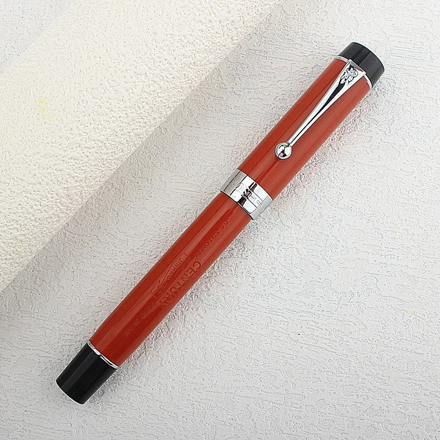 Jinhao 100 Centennial Resin Fountain Pen Red with Jinhao Logo EF/F/M/Bent Nib Converter Writing Business Office Gift Ink Pen