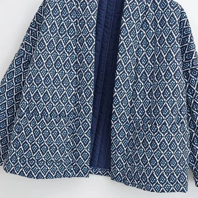 الخريف الشتاء النساء خمر منقوشة المطبوعة معاطف شيك الشارع الشهير سيدة ملابس خارجية فضفاضة غير رسمية الإناث طويلة الأكمام ملابس خارجية دافئة