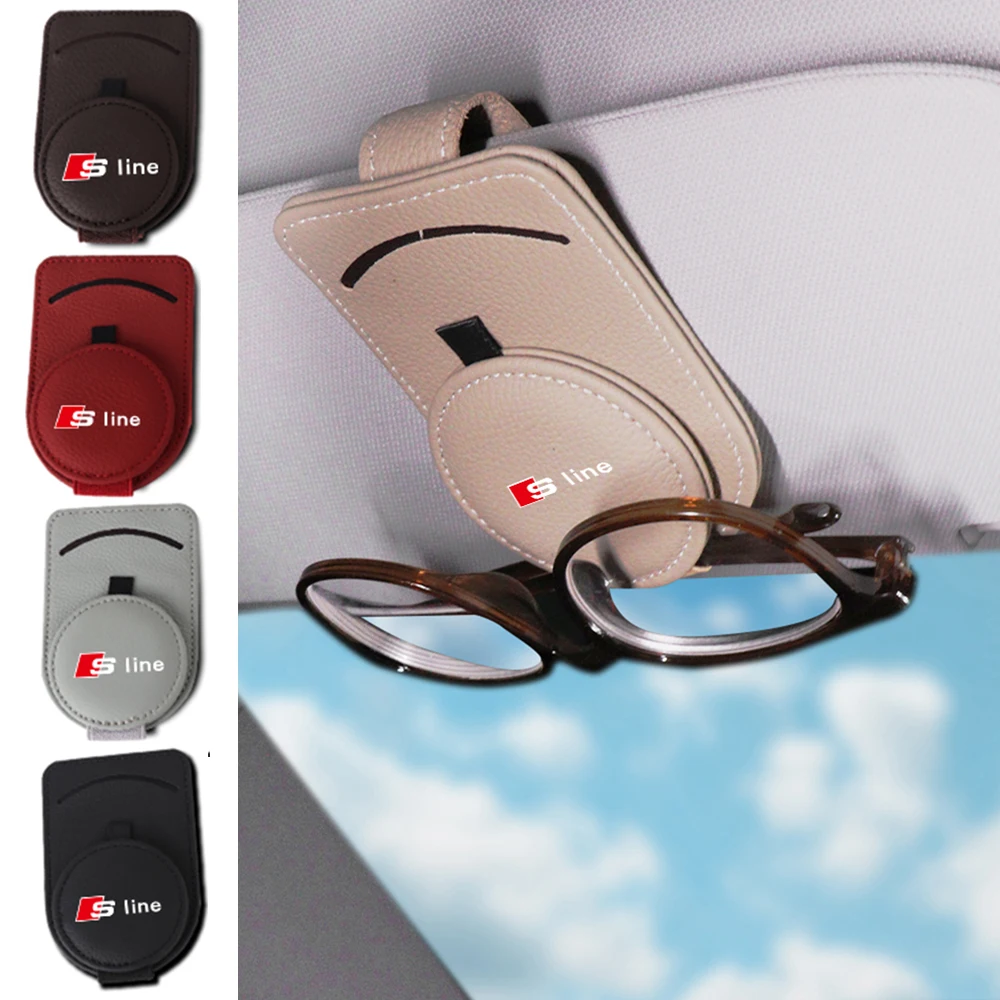 

Магнитный автомобильный солнцезащитный козырек, вешалка для очков, многофункциональный кожаный зажим для солнцезащитных очков, держатель для очков для AUDI SLINE RS TT A4 A5 A6