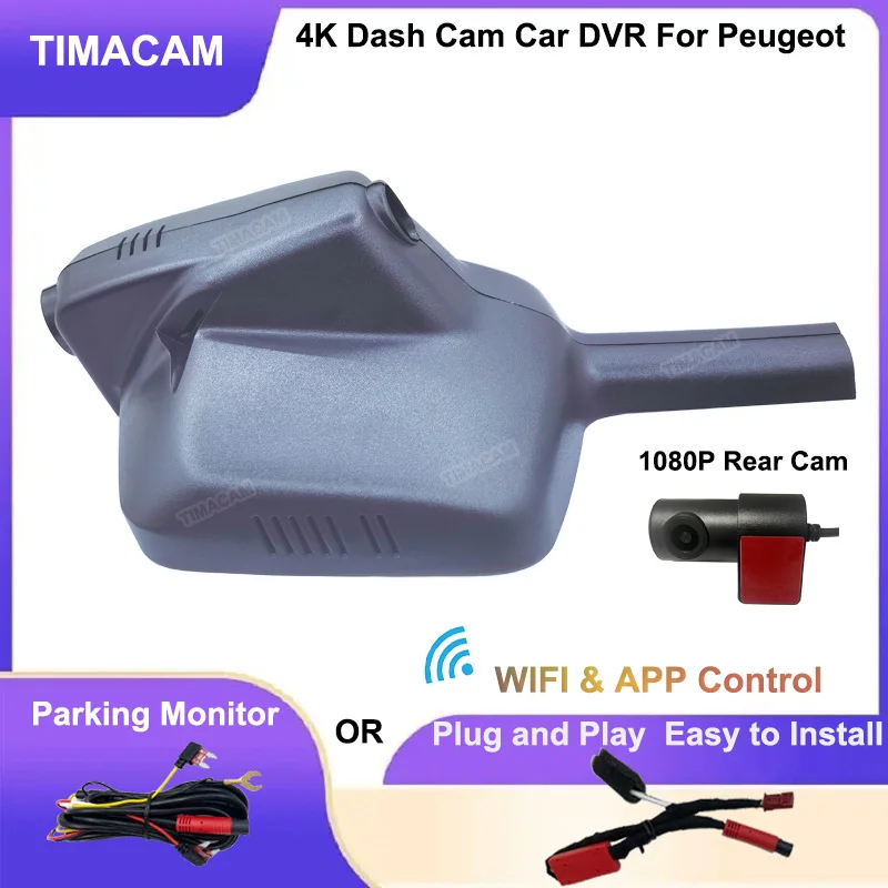 UHD 4K 2160P Dash Cam Dual Cameras Dedicated Driving Recorder For PEUGEOT 408 2015 2016 2017 2018 2019 2020 Car DVR 24H Recorder