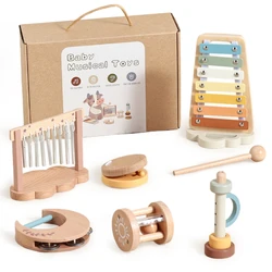 7pc Sets Music Toys for Children Music Instruments Girl Toys Wooden Cartoon Educational Instruments Children's Toys Instruments