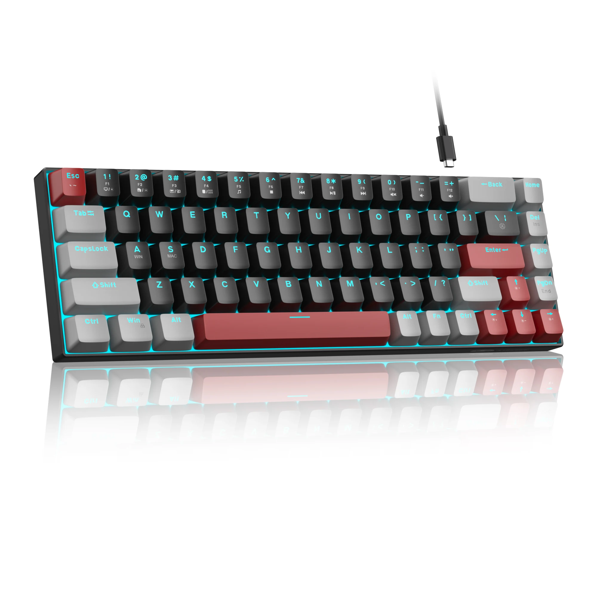 MageGee Portable 60% Mechanical Gaming Keyboard, MK-Box LED Backlit Compact 68 Keys Mini Wired Office Keyboard for Windows PC