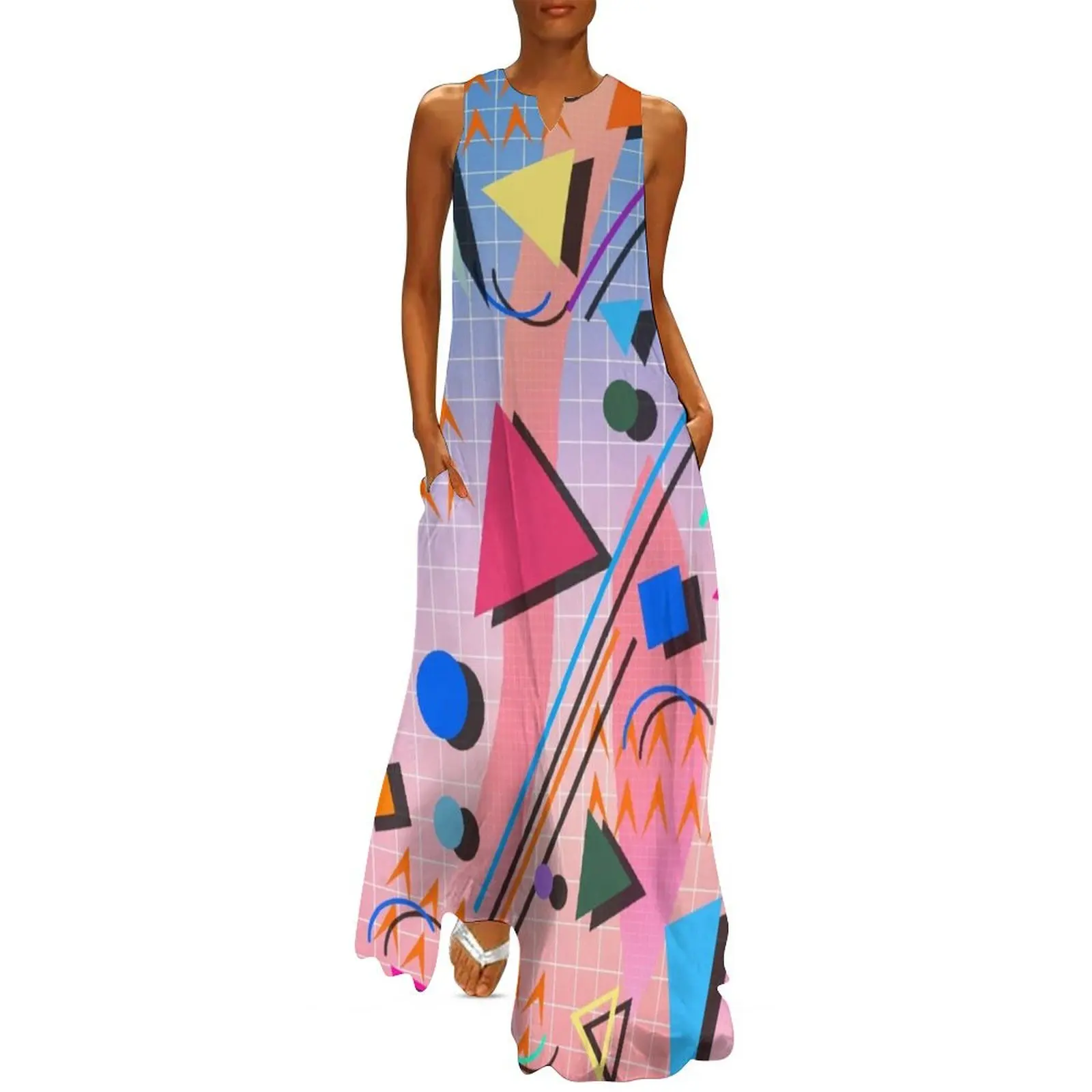 

80s pop retro pattern 2 Long Dress dresses summer woman 2025 sexy short dresses daring Dress