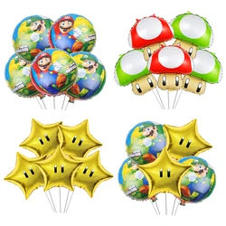 Marioed Luigi 5Pcs Round Foil Ballon set forniture per feste ragazzi ragazze bomboniere fai da te pellicola di alluminio decorazione per feste regalo per eventi di famiglia