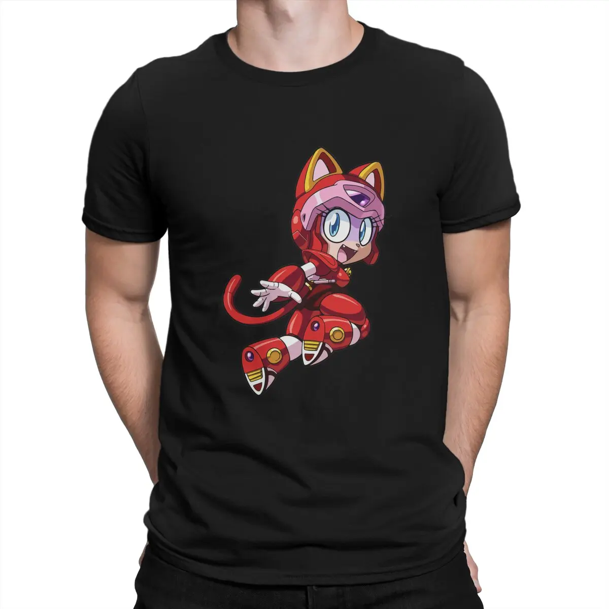 Samurai Pizza Cats Girl T Shirt Harajuku Gothic Men's Tshirt Polyester Men Tops