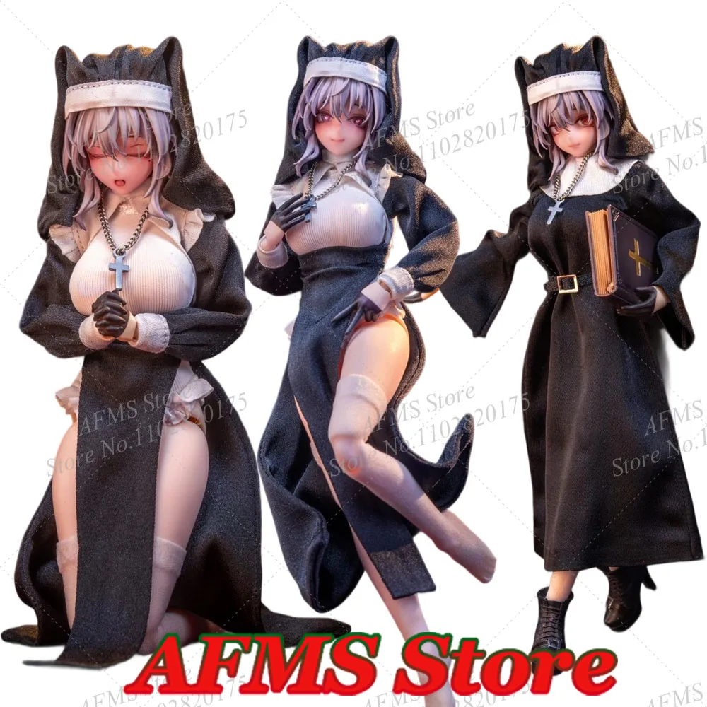 

HASUKI 1/12 Scale Collectible Figure Cute Nun Fuede Dress Hat Necklace Clothes Set Fit 6Inch Women Soldier Action Figure Body