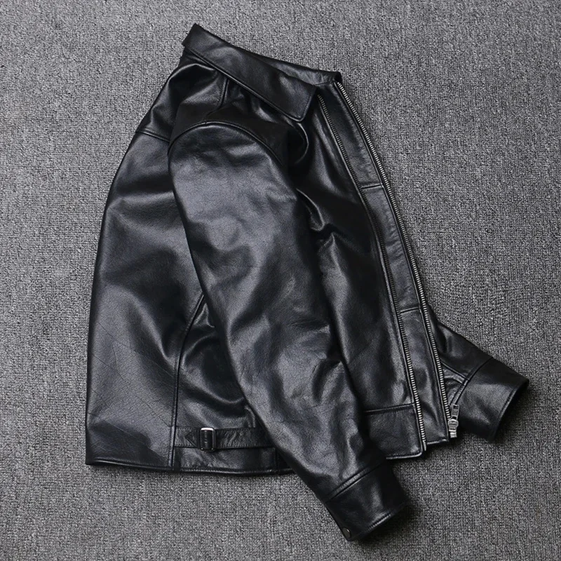 2025 New Black Soft Cowhide Jacket Men's Genuine Leather Coat Dad's Plus Size Male Clothes S-5XL