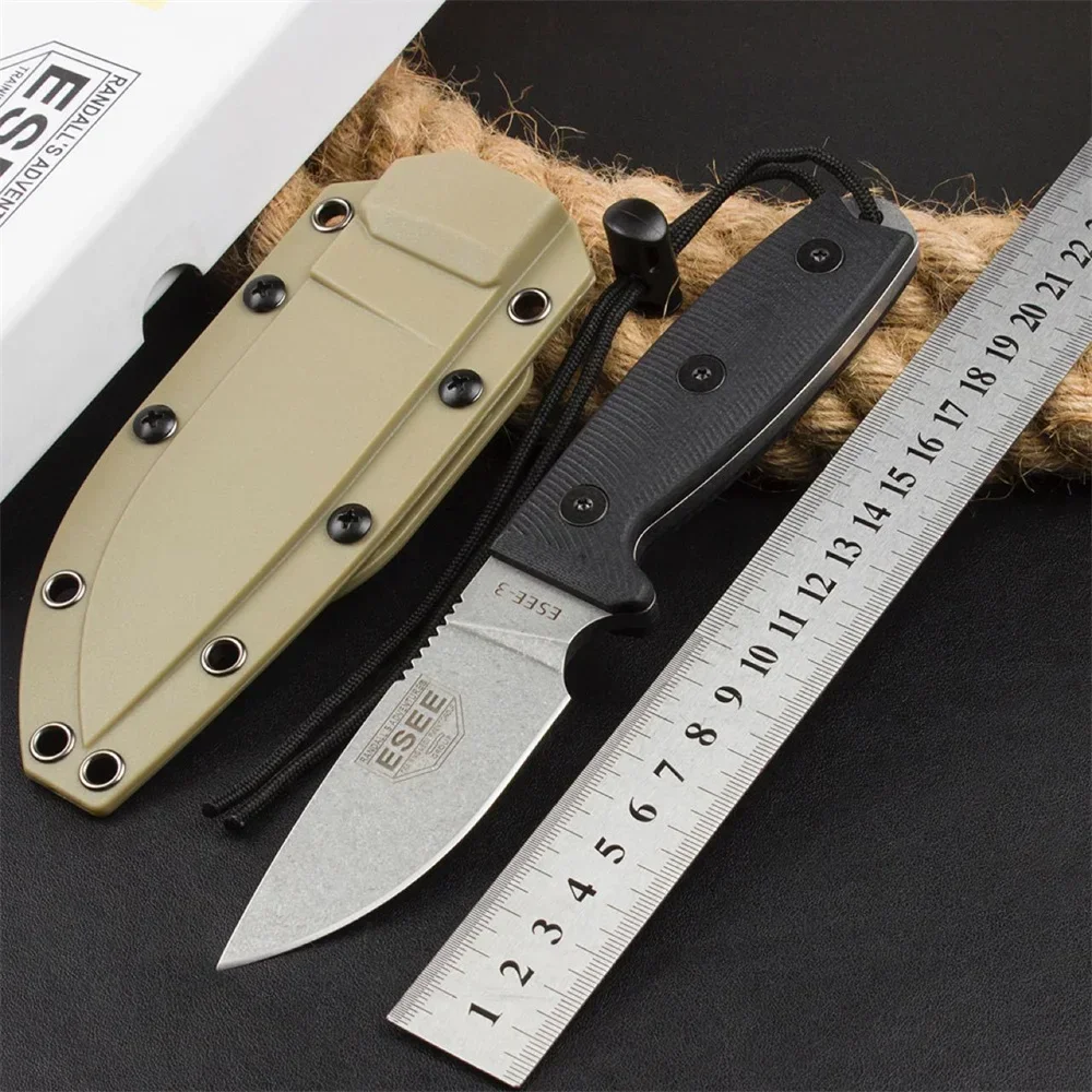 

2023 New ESEE Fixed Blade Tactical Hunting Knife Outdoor Survival Tool Pocket Knife EDC Straight Knife With Kydex Sheath Gift