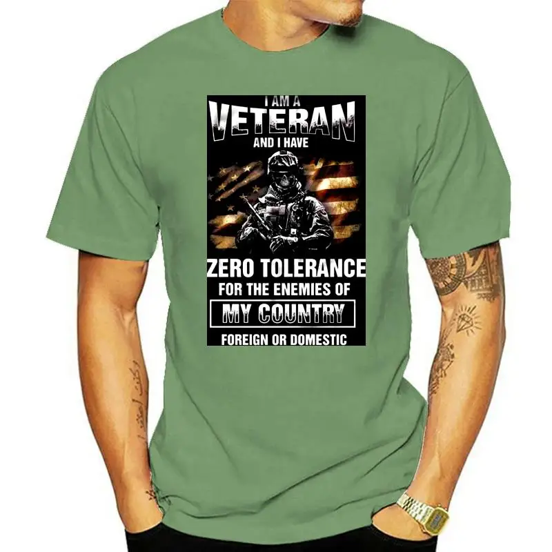Мужская футболка, я ветеран и у меня нет нулевой терпимости среди врагов моей страны, женская футболка для иностранных или внутренних версий 2