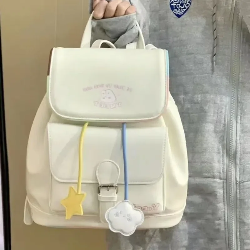 Xiuya bonito das mulheres mochila de couro branco pequenos estudantes sacos estéticos designer coreano nova moda juventude feminino mochilas casuais