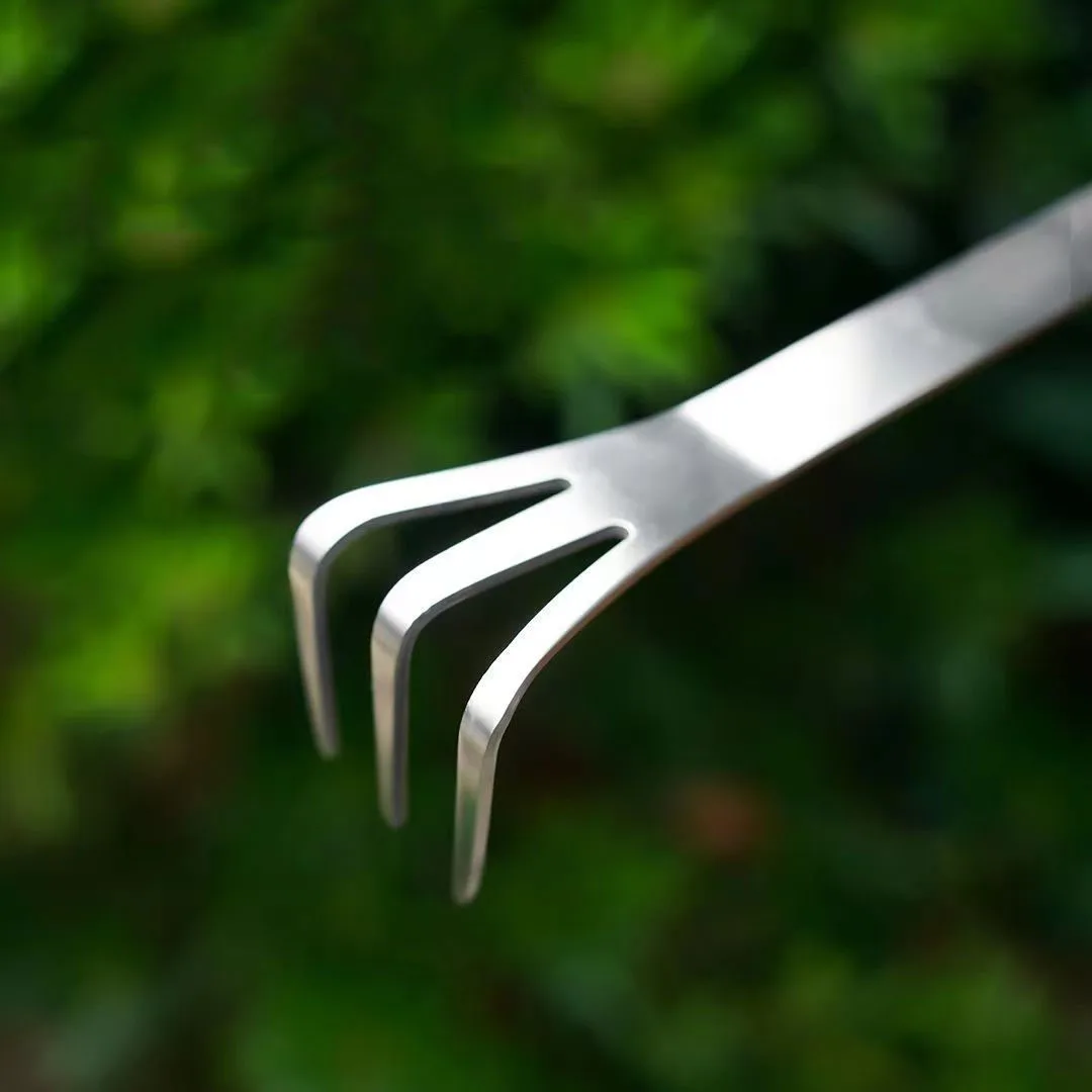 Bonsai Rake Stainless Steel Rake Root Rake Stainless Steel Root Rake 3-Prong Loosen Soil Bonsai Tree Tools with Ergonomic Handle