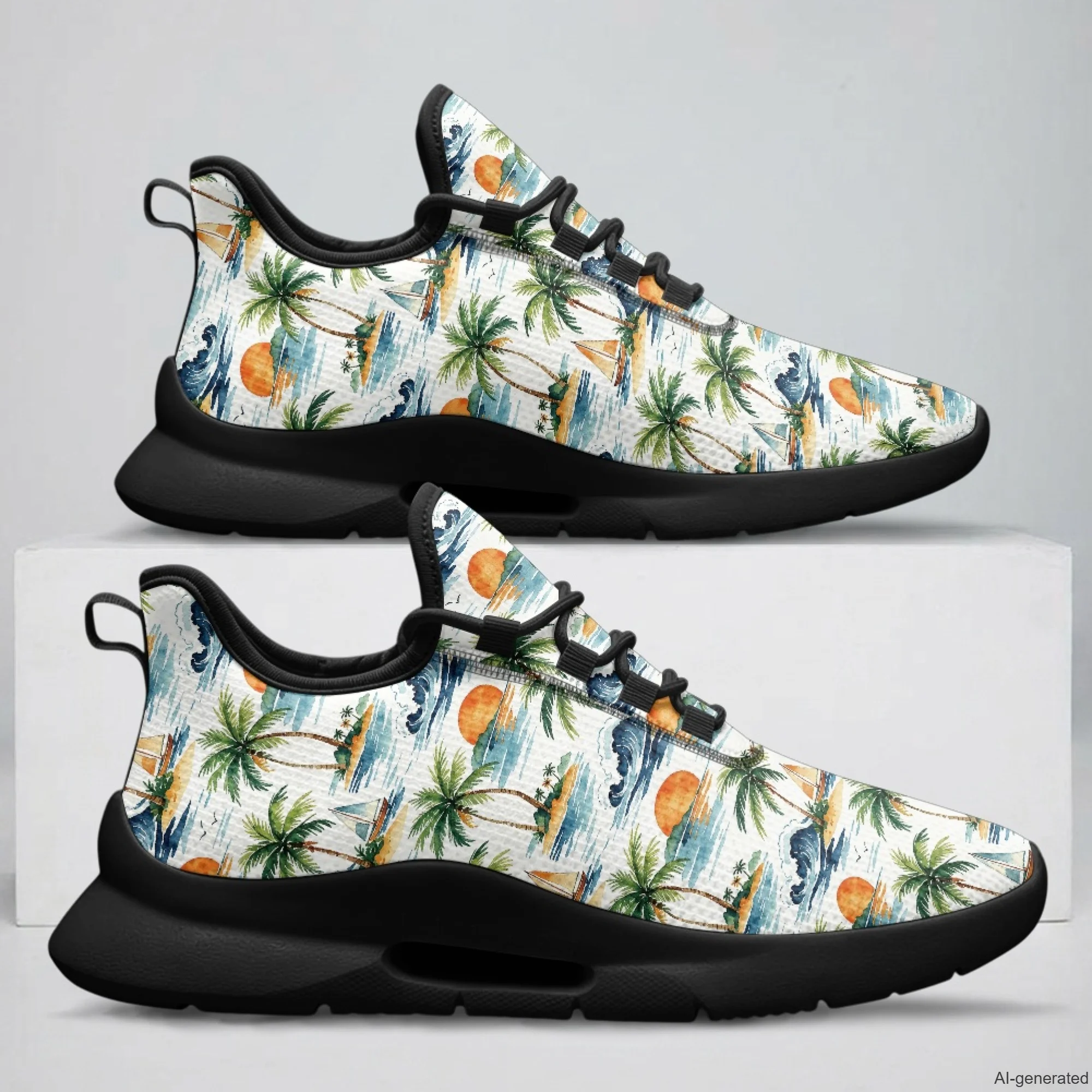 XIXIRIMIDO Casual Sneakers Lace-up Casual Shoes Nice Non-slip Nursing Sneakers for Woman Male Nurse Shoes Coconut Trees 35-48
