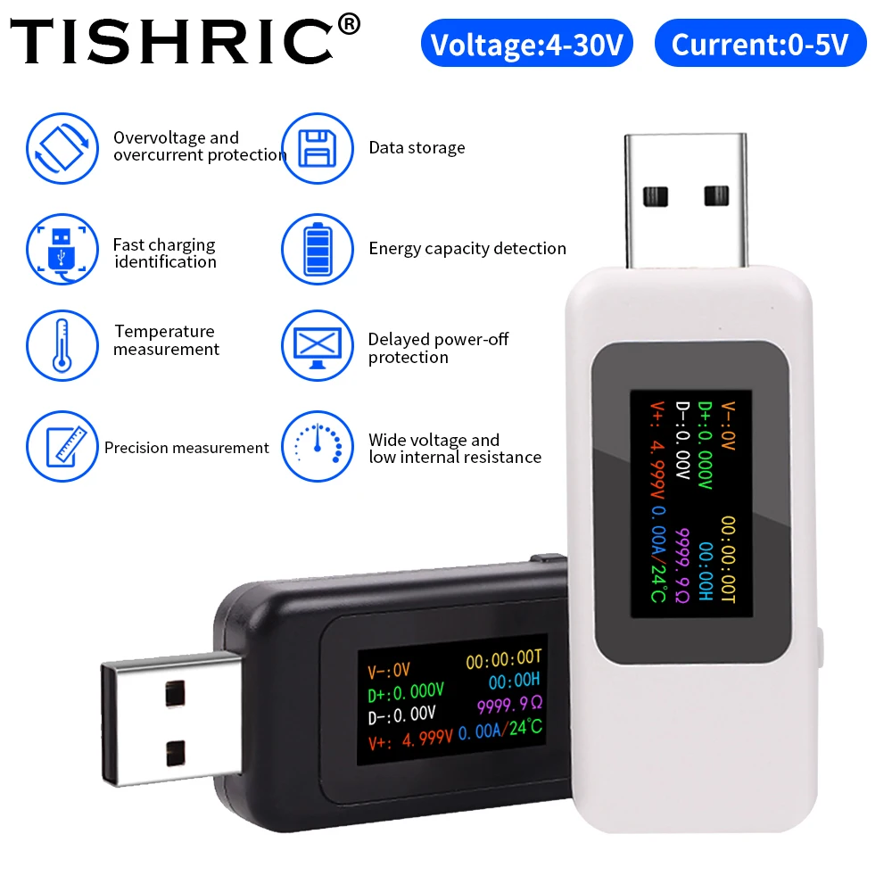 

TISHRIC MX19 USB Tester DC Digital Voltmeter Amperimetro Current Voltage Meter Amp Volt Ammeter Charger Indicator Monitor