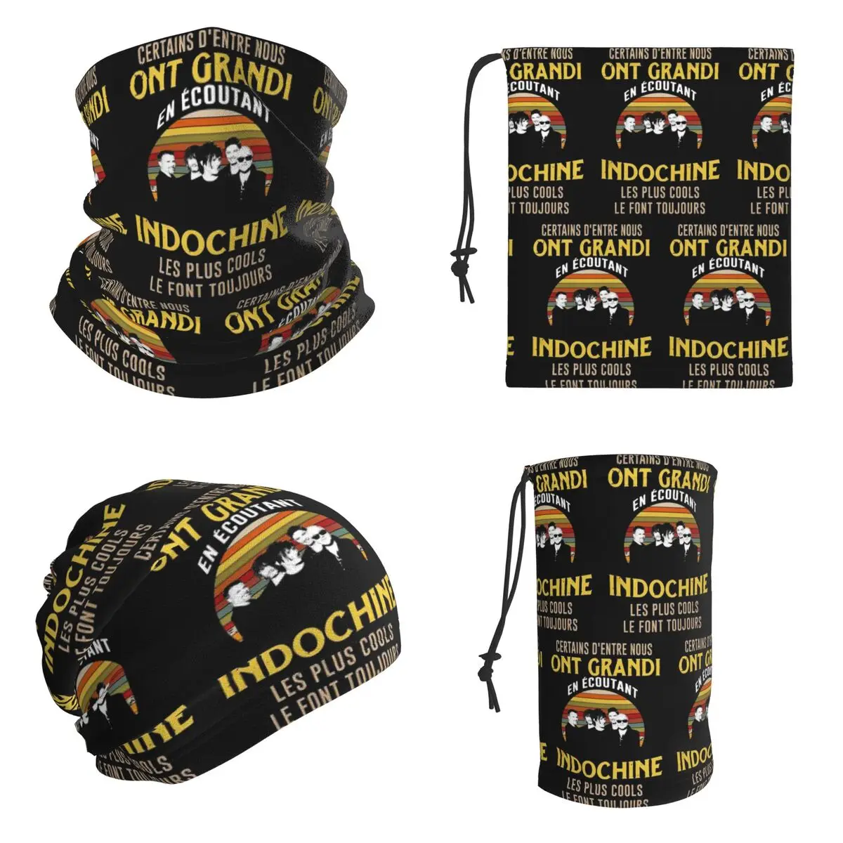 Indochine Band Logo Bandana Neck Gaiter Printed Magic Scarf Warm Face Mask Unisex Adult All Season