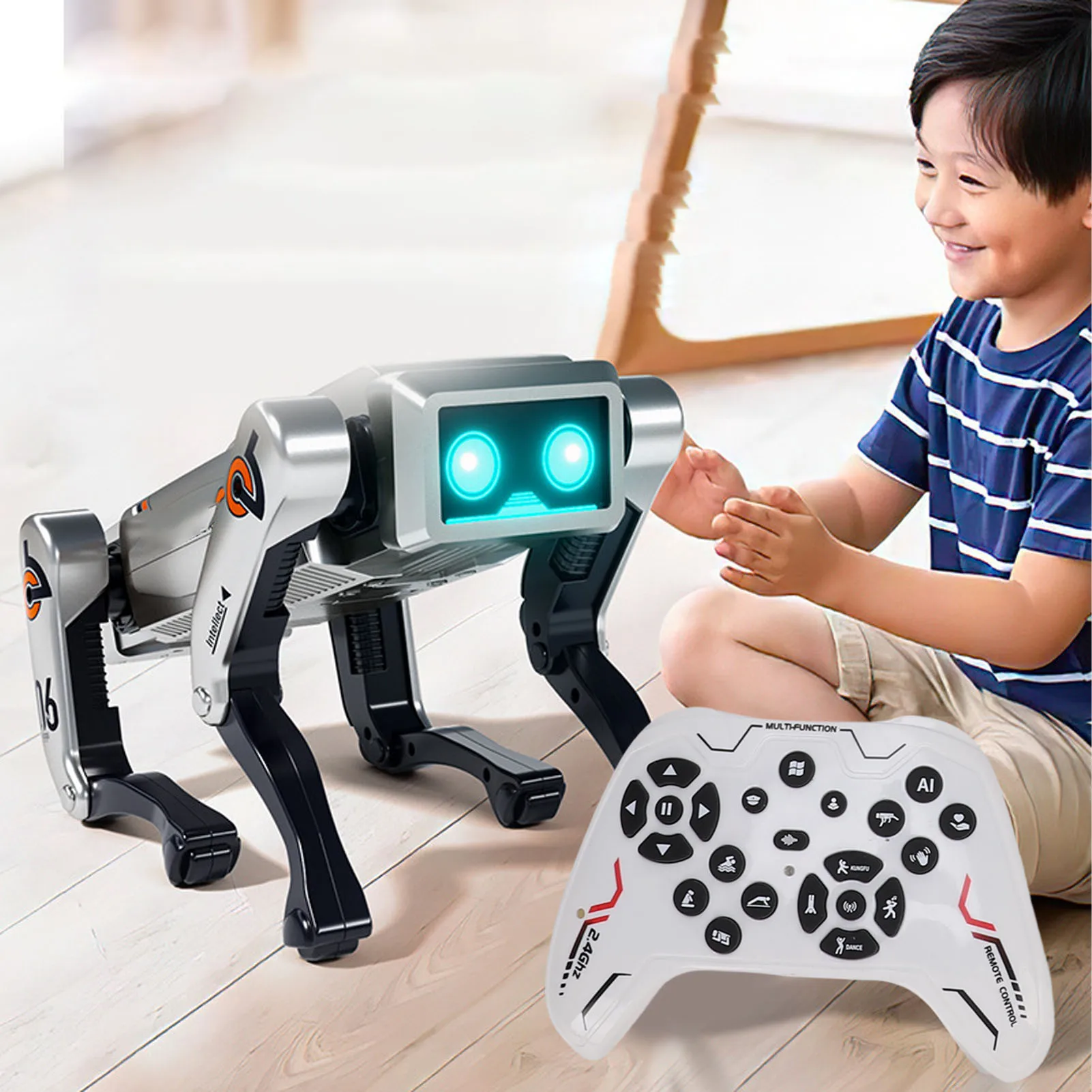 

ИИ-робот-собака: умный программируемый четвероногий робот с голосовым управлением, милый робот-собака на пульте управления для мальчиков, умный робот-собака