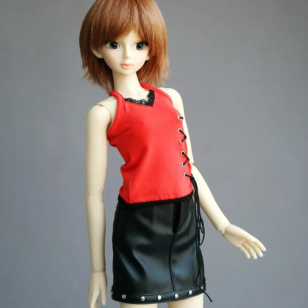 

[wamami] 367# 2PCS Red Vest/PU Skirt For 1/4 MSD AOD BJD Dollfie