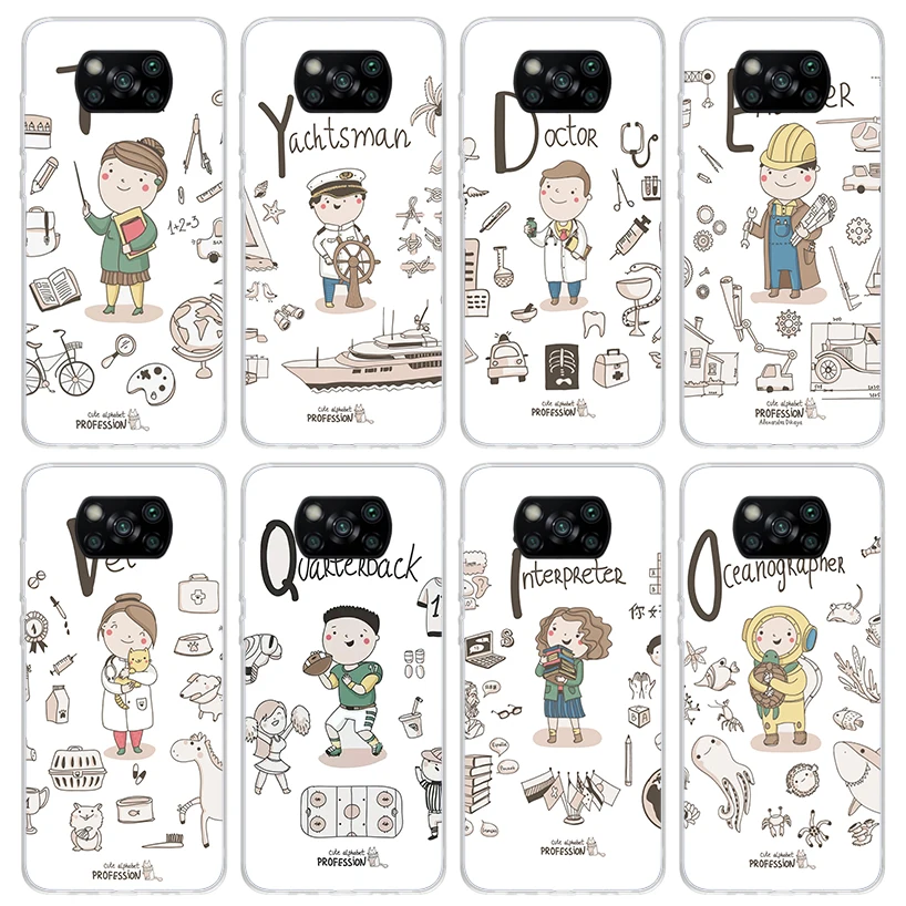 Cute Profession Teacher Doctor Phone Case for Xiaomi Poco X6 X5 X4 X3 Nfc F6 F5 Pro F4 Gt F3 F2 F1 M5S M4 M3 5G Soft Cover Print