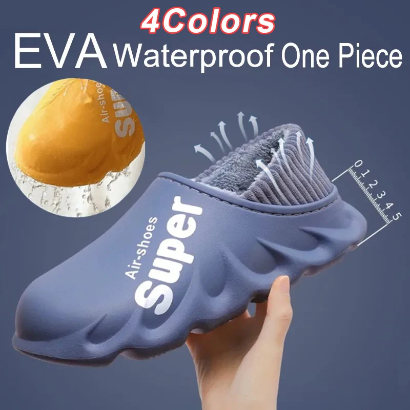 Winter Slippers For Men Shoes Waterproof Warm Sneaker Slippers Women Indoor Plush Home Footwear Non-Slip Outdoor Platform Shoes