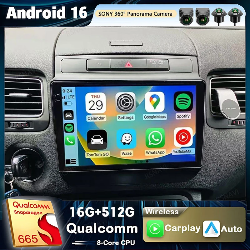 Android 16 Carplay Car Radio For Volkswagen Touareg FL NF 2010 - 2018 Multimedia Video Player Navigation GPS Stereo 2Din DVD BT