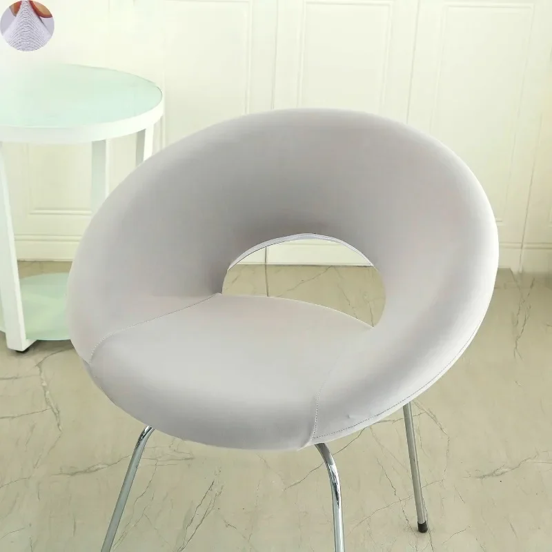 Round Moon Saucer Chair Cover Arc-shaped Perforated Backrest Elastic Color Solid Folding Chair Cover Protector