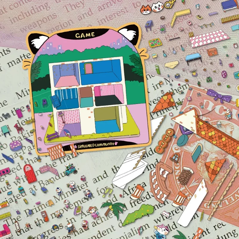 التصميم الإبداعي ماجيك أنيمي هريرة غرفة تخطيط المشهد ملصق للأطفال لطيف الكرتون القط سجل القصاصات مذكرات ملصق المناظر الطبيعية