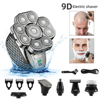 Men Grooming Kit 9 Cutter Floating Head Electric Razor Multifunction Shavers USB Rechargeable Wet/Dry 6 In 1 Bald Head Shavers