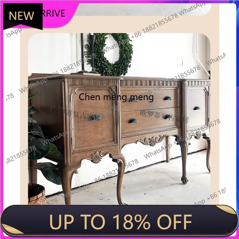 

C88 French solid wood porch cabinet rack living room partition decorative cabinet carved storage cabinet