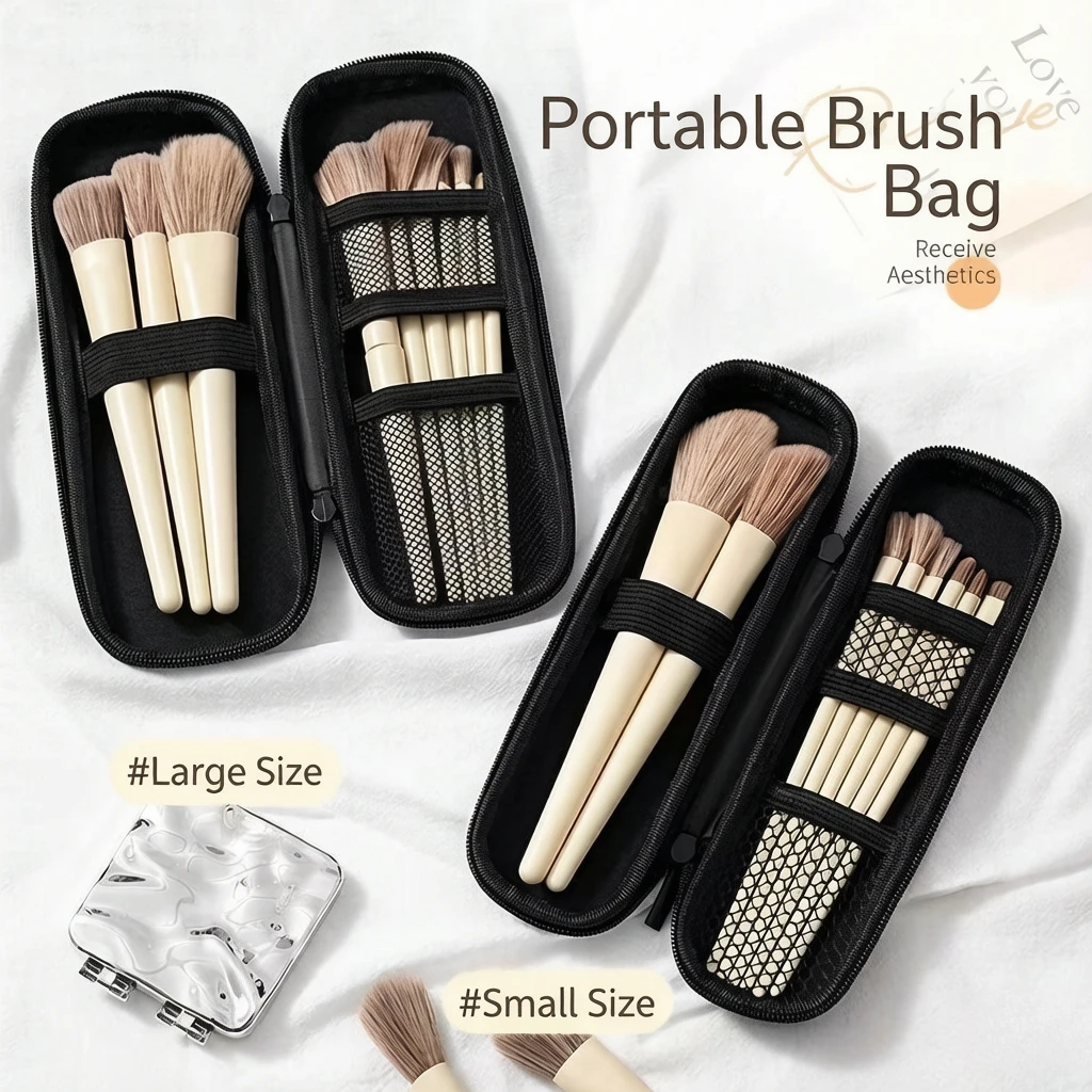 Black Cosmetic Storage Bags Waterproof Double Zipper Makeup Brushes Case Women Bag Portable Travel Brush Holder Pen case Box